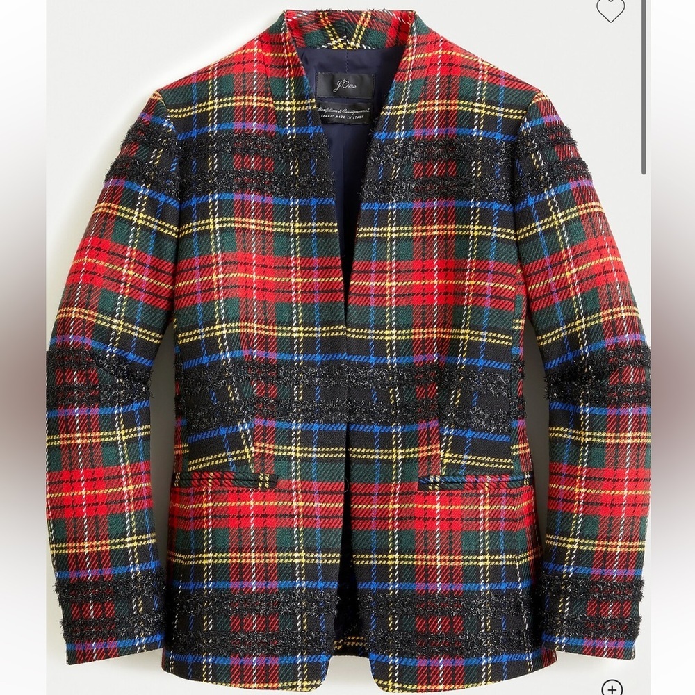 J. Crew Going-out Blazer in Lurex Stewart Tartan Size 10